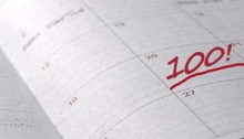One date on a calendar has written on it "100!"